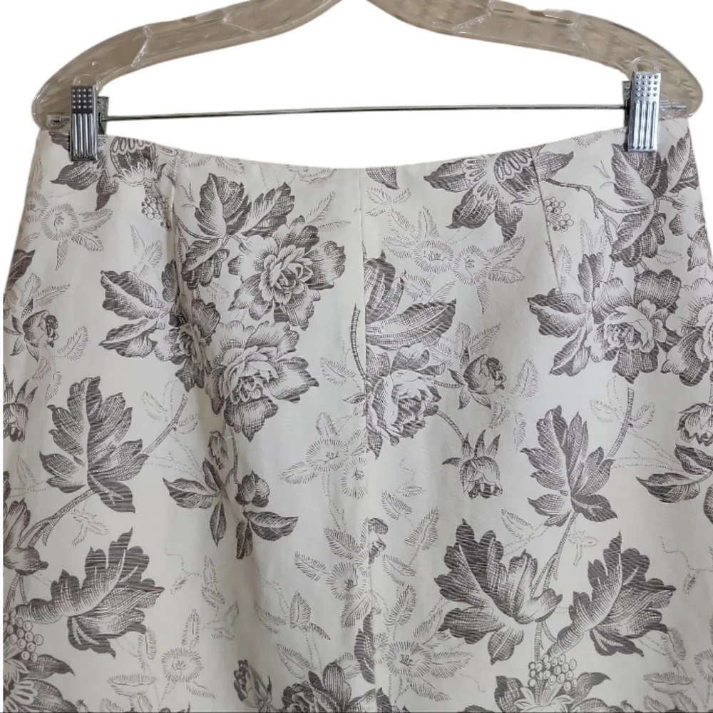 J. Crew floral print linen cotton blend A line skirt cream gray women's size 12
